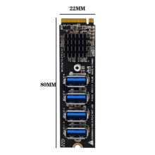 2X M.2 M-Key Pcie Expansion Cards to Pci-E X1 4 Port USB3.0 Graphics Card Adapter ASM1184E