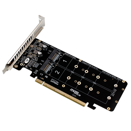 4X Double-Sided 4-Disk NVME Card PCIeX16 to M.2 M-Key NVMEx4SSD 2U Server Array Expansion Adapter Split 2