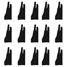 15 Pack Artist Gloves for Tablet Digital Drawing Glove Two Fingers Thicken Palm Rejection Graphics Pad (S)