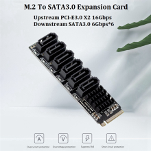 3X M.2 MKEY PCI-E Riser Card NVME to SATA3.0 PCIE SATA 6Gpbsx6-Port Expansion ASM1166 Support PM Function