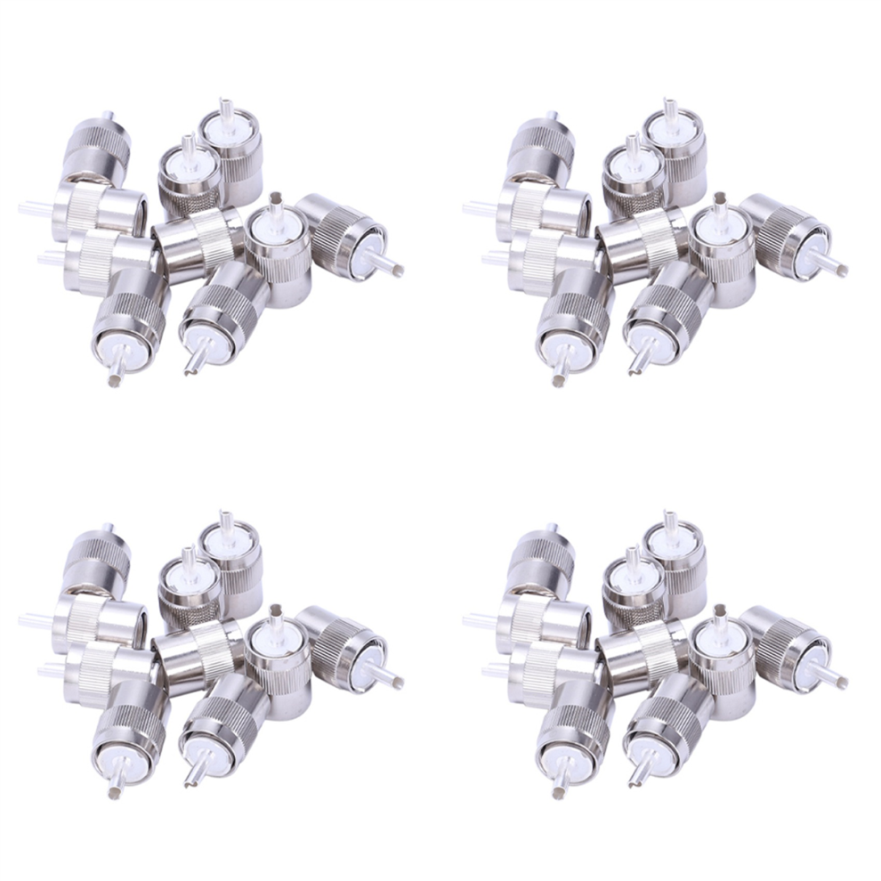 40Pcs Connector Uhf Male Pl259 Plug Solder Rg8 Rg213 Lmr400 7D-Fb Cable Silver 4851689803255
