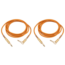 2X Guitar Instrument Cable 10FT Electric Bass AMP Cord 1/4 Inch Straight to Right Angle Plated 6.35mm