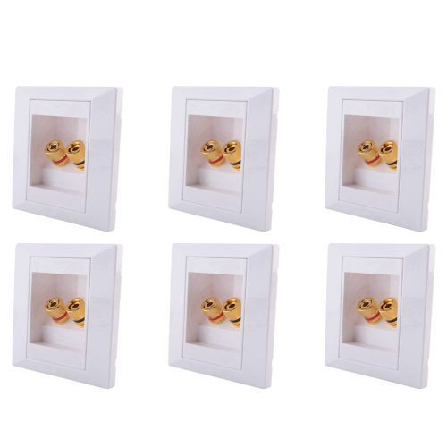 6X Wall Socket Connection Port with 2 Jack Speaker White
