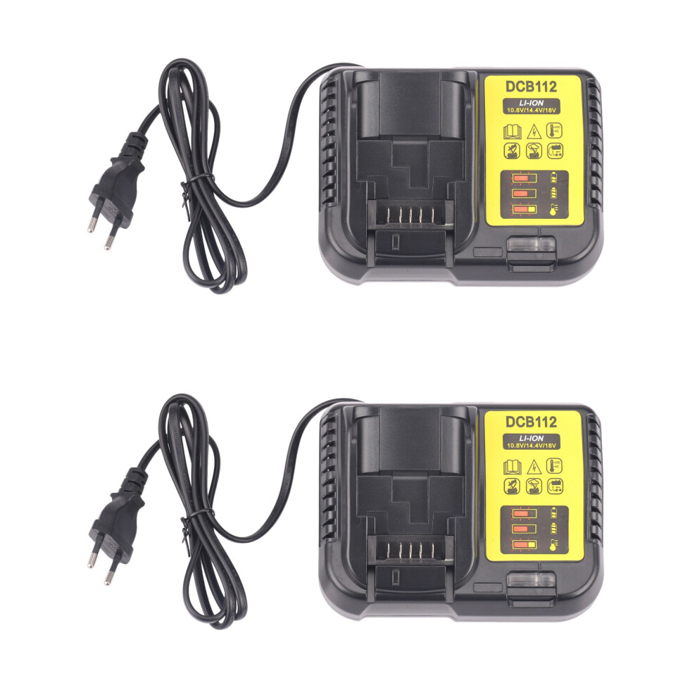 Chargeur de batterie Li-Ion 2X Dcb112 pour 10,8 V 12 V 14,4 V 18 V Dcb101 Dcb140 Dcb105 Prise UE Noir