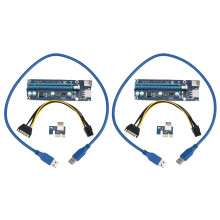 2X Pci-E Riser Pci E Express 1X to 16X Card USB 3.0 Sata 6Pin Power Cable for Btc Bitcoin Mining Miner