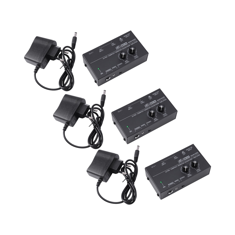 3X Ma400 Hoofdtelefoon Voorversterker Microfoon Persoonlijke Monitor Mixer, Eu-Stekker-image