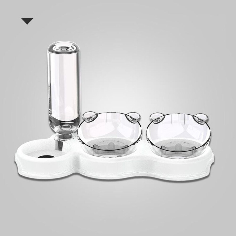 (white) Pet Cat Bowl Automatic Feeder Dog Cat Food Bowl Container Drinking Raised Stand Dish Bowl Pet Waterer Feeder Pet Supplies