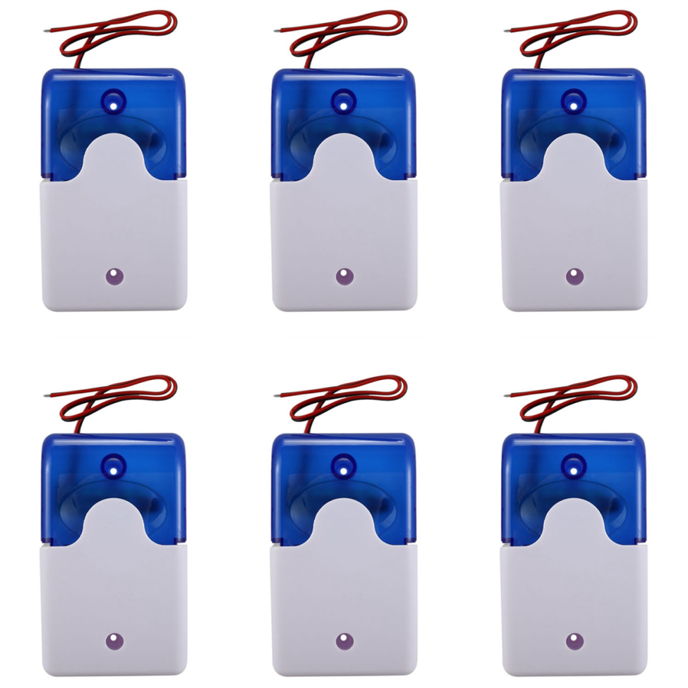 6X Mini Wired Strobe Warning Siren Dc 12V Sound Alarm Flashing Light Horn 115Db Blue 4851689893805