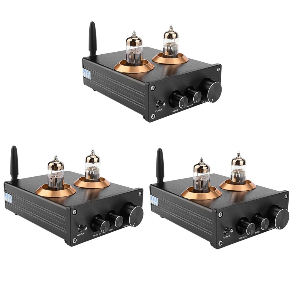 3X Buffer Hifi 6J5 Bluetooth 4.2 Tube Preamp Amplifier Stereo Preamplifier With Treble Bass Tone Ajustment(Black) Black 4851689814459
