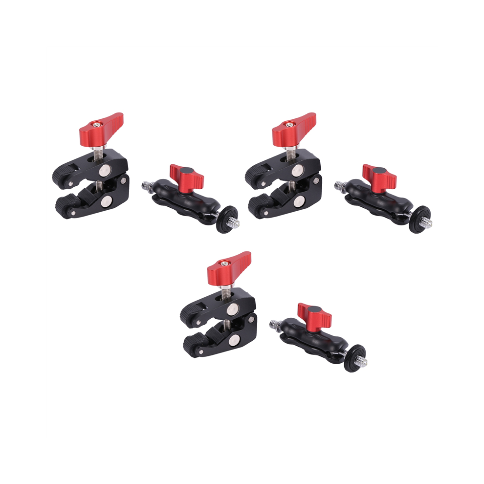 3X Slr Camera Magic Arm Double Hot Shoe Ball Crab Claw Clip Universal Monitor Bracket Clamp Super Holder 4851689884414
