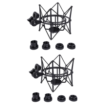 2X Microphone Shock Mount Adjustable Recording Mic Stand Metal Bracket Pod (Black)
