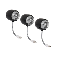 Lampada da discoteca USB 3X, lampadina LED RGB colorata rotante per illuminazione da palco con luce per libri da 3 W, alimentata (nero)
