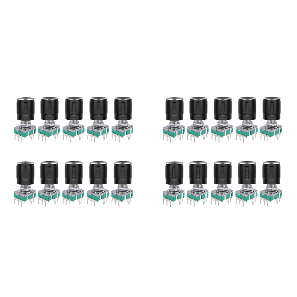(7 Pin 20 Mm) 20 Pezzi 360 Gradi EC11 Encoder Rotativo Codice Interruttore Potenziometro Digitale Con Tappi-image