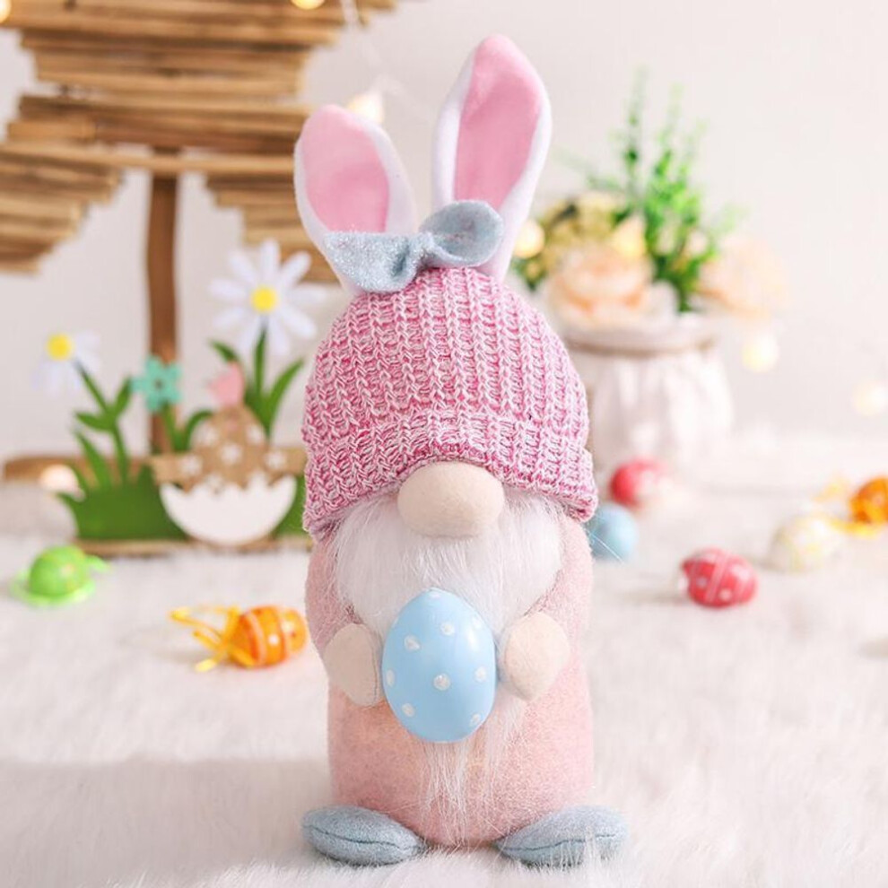 (pink) 1pc Easter Gnomes Decorations Light Up Plush Easter Gifts Spring Home Table Decoration