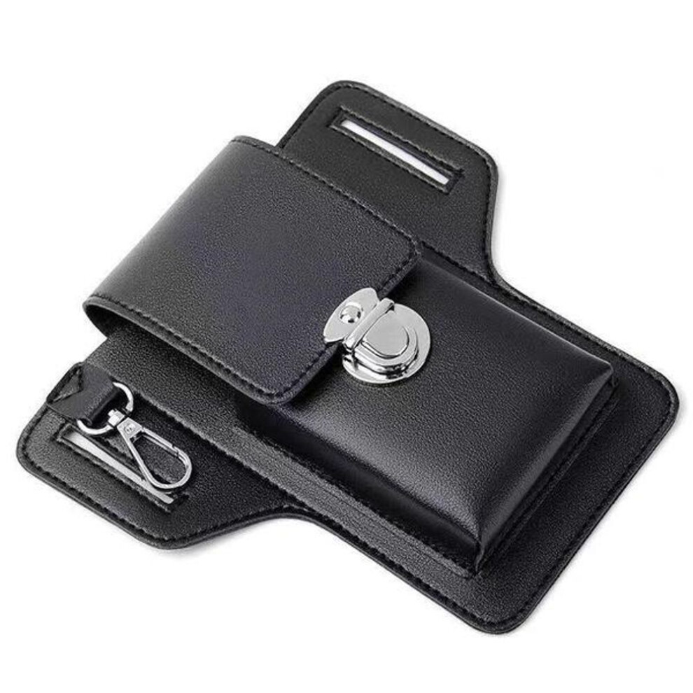 (black) 1pc Vintage Pu Leather Waist Bag Cellphone Loop Holster Mens Belt Bag Phone Pouch Wallet