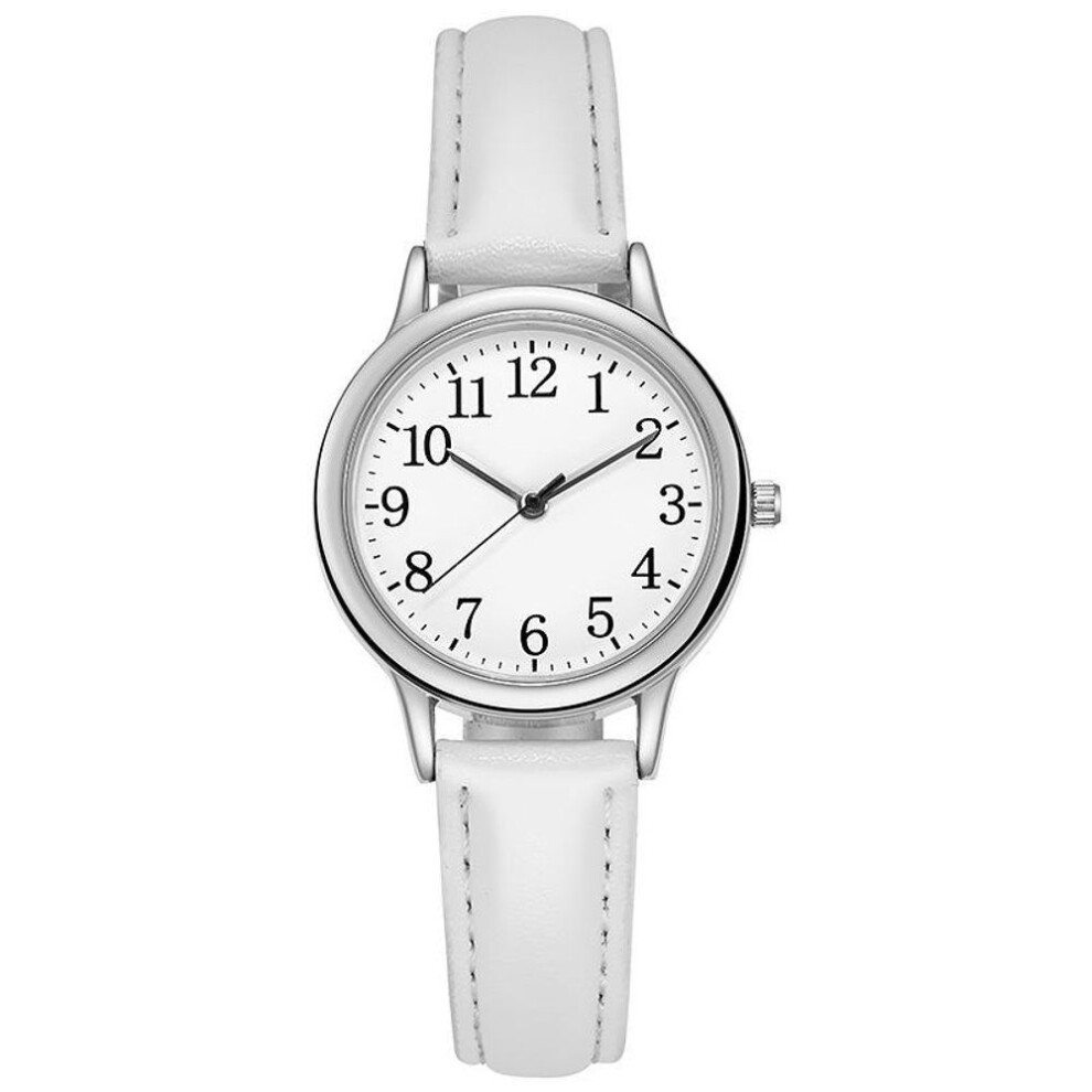 (white) Fashion Women&apos;s Quartz Watch Sports Women&apos;s Easy To Read Arabic Numerals Simple Dial
