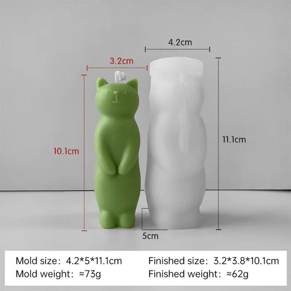 (as the picture) 1pc Cartoon Kitten Silicone Mold Handmade Aromatherapy Candle Plaster Ornament Mould Diy Cute Cat Crafts Making Molds