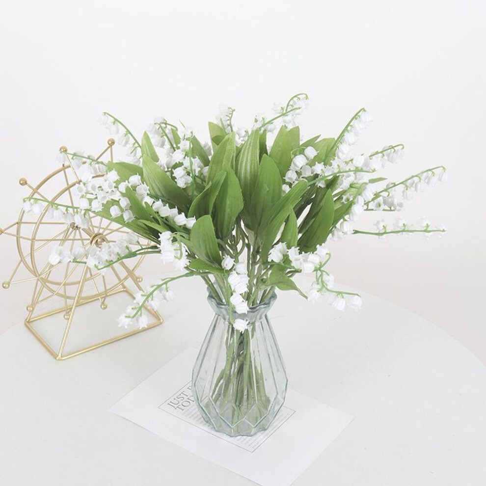 6pcs/set Artificial Flower Bellflower Lily Valley Flower Plastic Flower Home Soft Decoration Plant Wall Wedding Green Plant