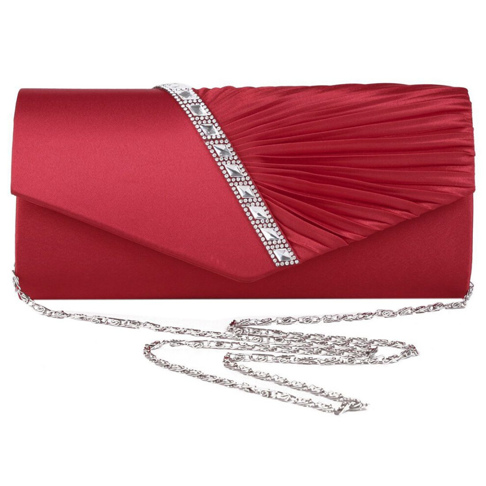 Pochette de soir?e ? volants en diamant pour femme, pochette enveloppe pour bal de promo, LY6682 rouge