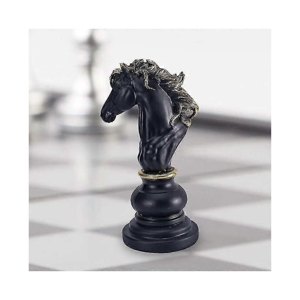 (27cm Knight Black) Luxury Chess Set Home Decoration Resin Chess Pieces Family Board Games International Chess Figurines Chessmen Pendulum Ornaments-image-OPC-PFZYTWM-NEW