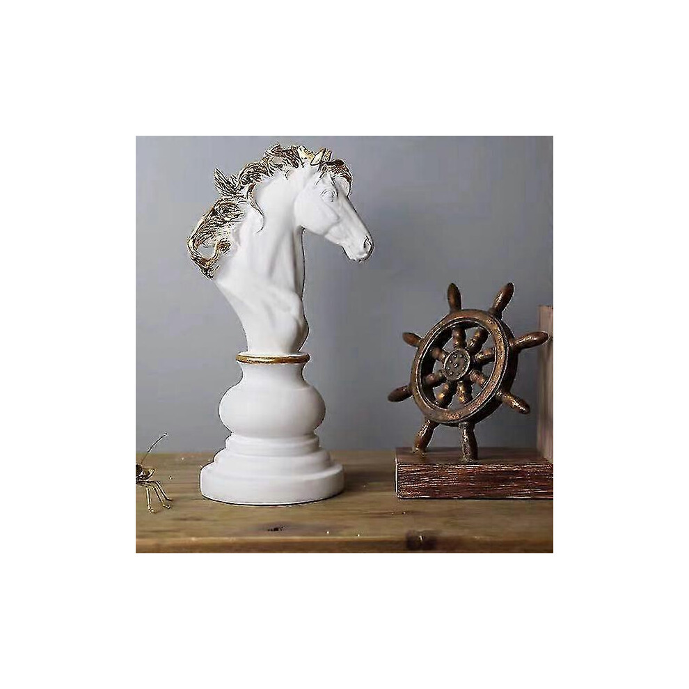 (27cm Knight Queen) Luxury Chess Set Home Decoration Resin Chess Pieces Family Board Games International Chess Figurines Chessmen Pendulum Ornaments