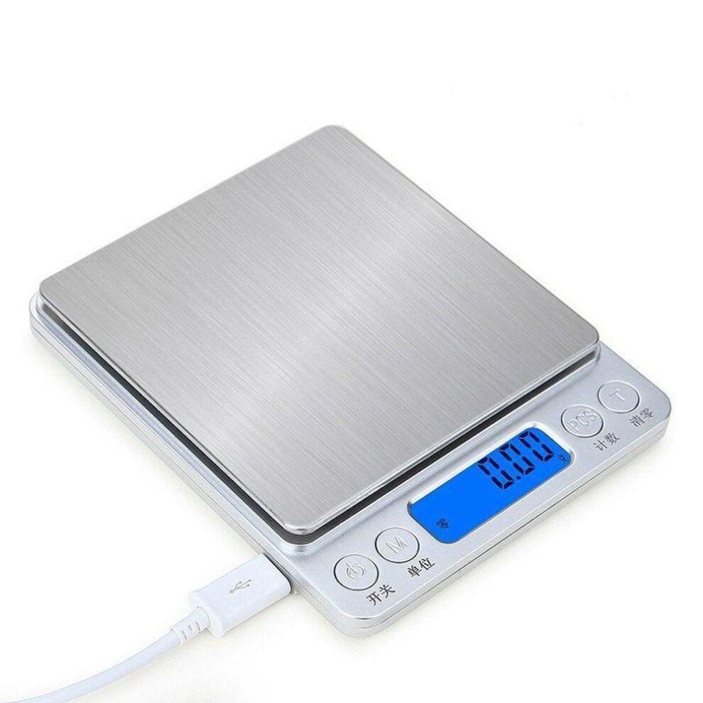 (as the picture, Rechargeable model, 0.1g accuracy, 3kg capacity) Precision Kitchen Baking Scale 0.1g-3g Electronic Gram Weight Household Food Scale