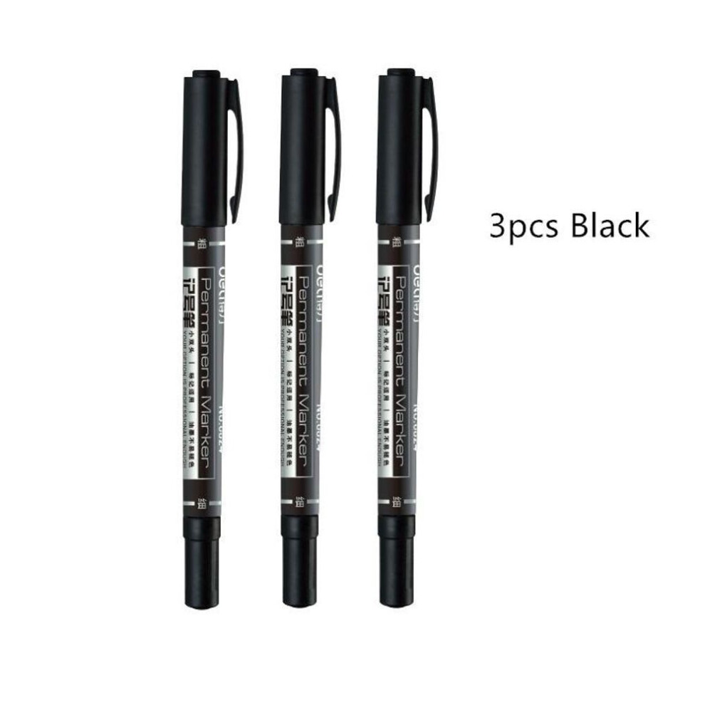 (black) 3pcs Permanent Marker Pen Black Red Blue Color Bold Fine Point Pens For Cd Fabric Wood Drawing