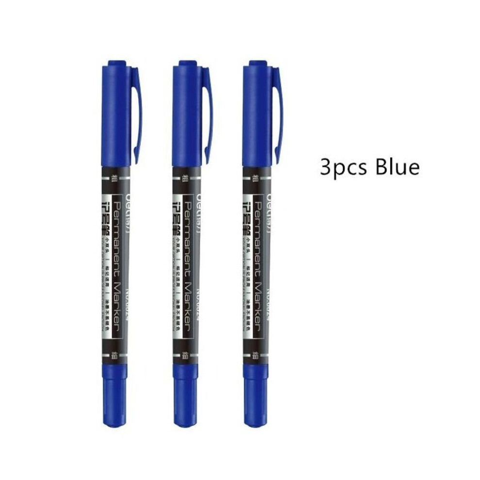 (blue) 3pcs Permanent Marker Pen Black Red Blue Color Bold Fine Point Pens For Cd Fabric Wood Drawing