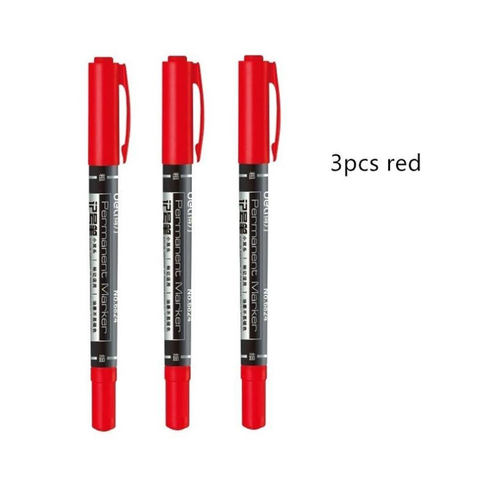 (red) 3pcs Permanent Marker Pen Black Red Blue Color Bold Fine Point Pens For Cd Fabric Wood Drawing