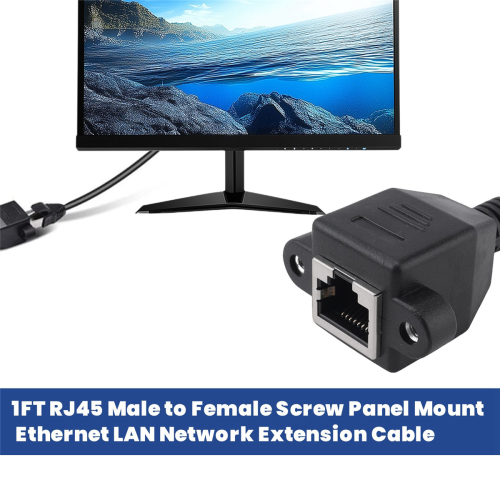 Καλώδιο επέκτασης δικτύου Ethernet LAN 1FT RJ45 από αρσενικό σε θηλυκό βιδωτό πάνελ 2