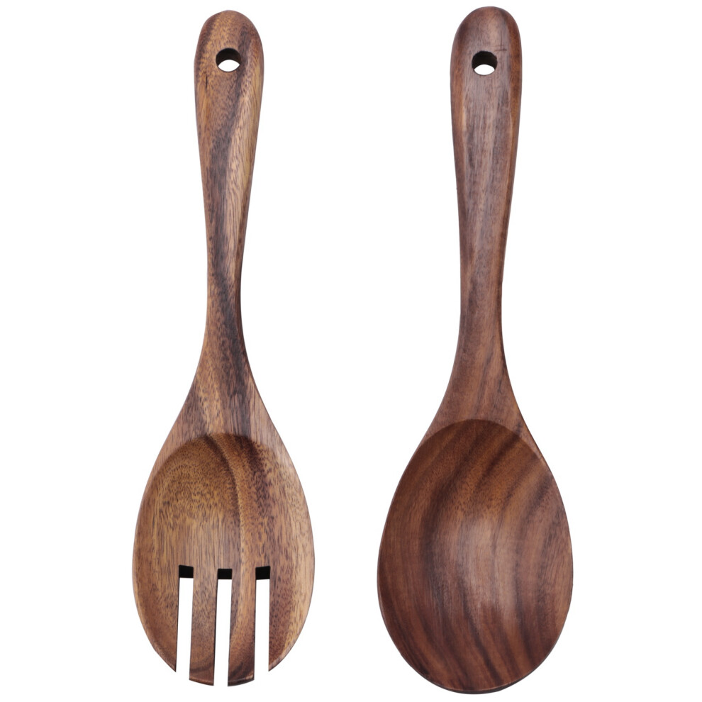 Couverts ? salade en bois pour ustensiles de cuisine antiadh?sifs, serveur de cuisson en bois, 2 pi?ces