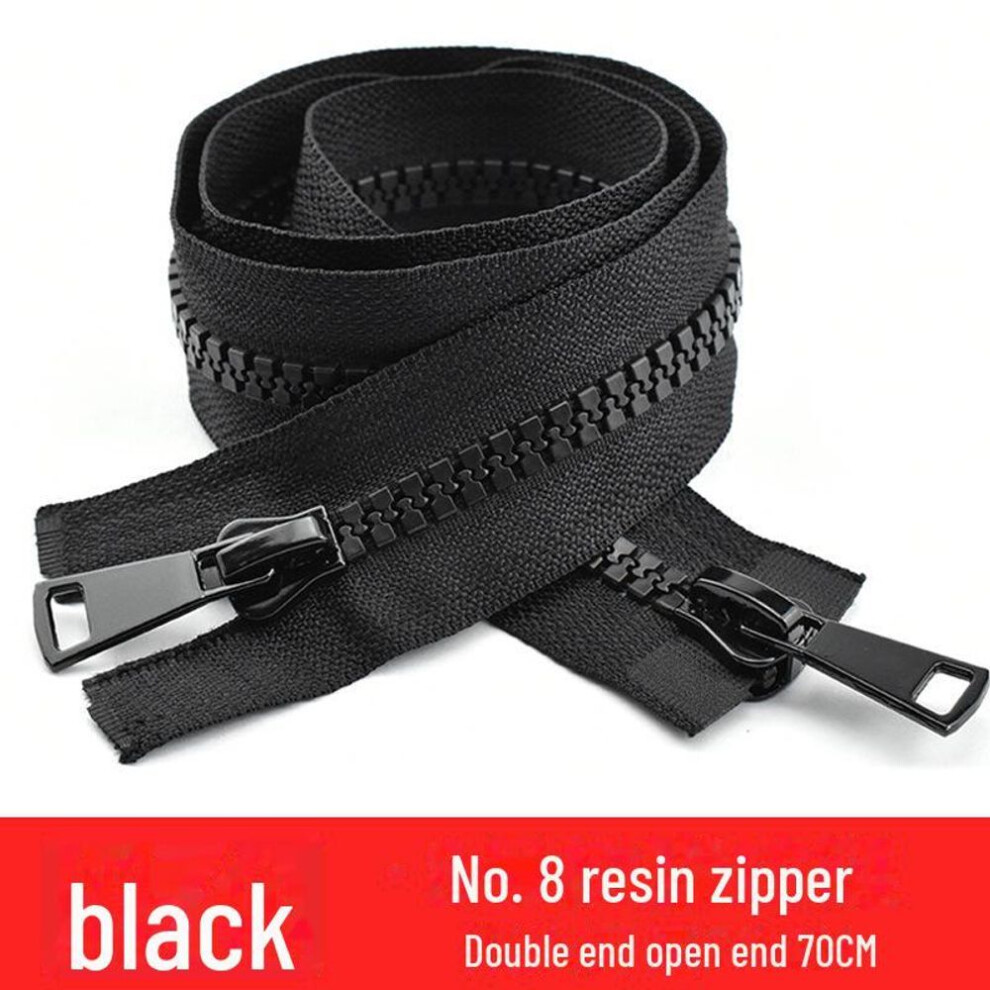 (black, 70cm) Double-Headed Two-Way Long Black Resin Zipper for Jackets