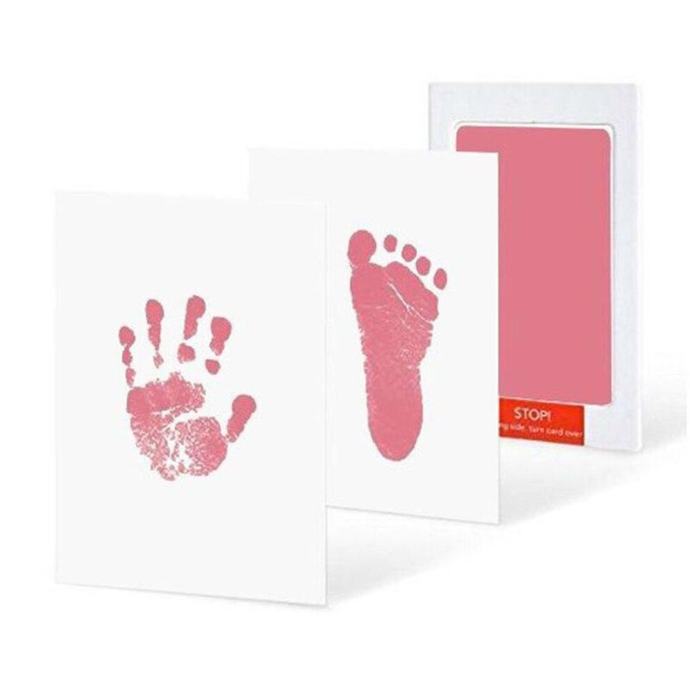(pink) 3 Packs Baby Care Non-toxic Baby Handprint Imprint Kit Baby Souvenirs Casting Newborn Footprint Ink Pad Infant Clay Toy Gifts