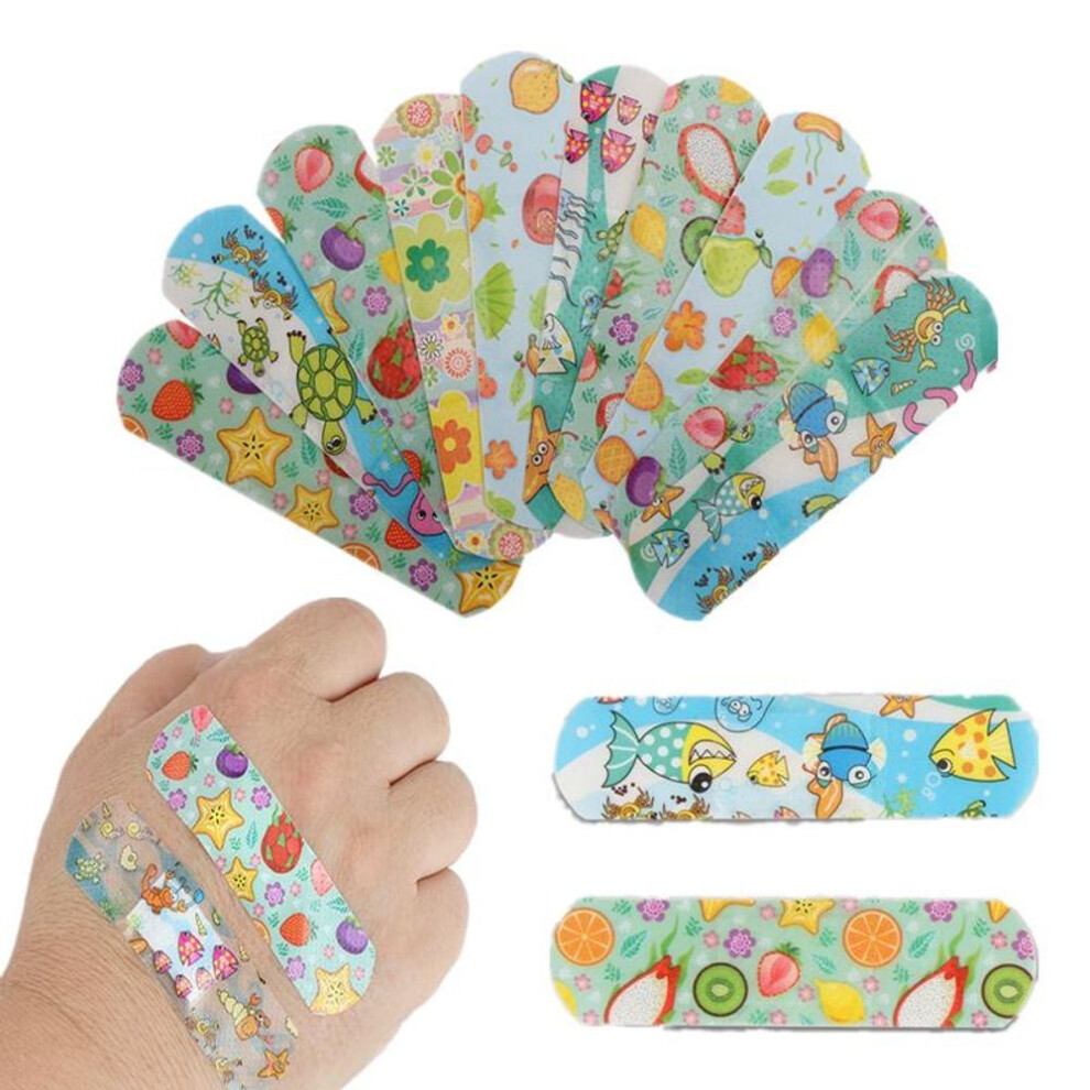 (100pcs/box) 100pcs/bag Cartoon Ocean Fish Skin Patches Adhesive Bandage For Children Baby Breathable Band Aid Wound Dressing Patch Taping