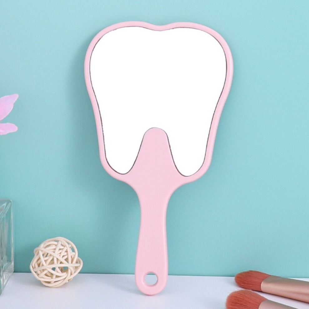 (pink) Tooth Shaped Makeup Mirror High Definition Dental Mirrors Durable Handheld Mirror  Gift
