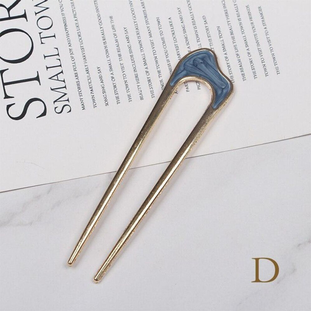 (D) Vintage Hair Sticks Hairpin Female Handmade Ethnic Elegant Alloy U-shape Hair Sticks Pins Hairwear Retro Bride Hair Clip Jewelry