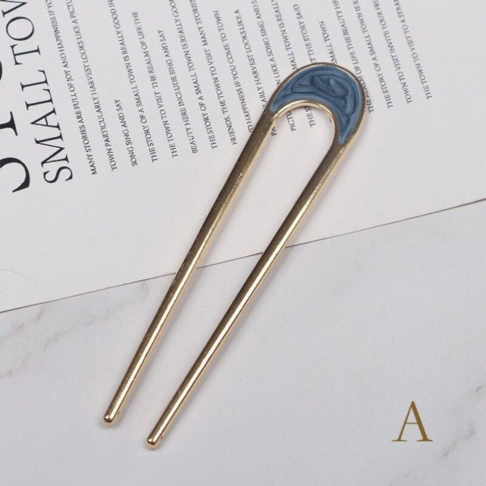 (A) Vintage Hair Sticks Hairpin Female Handmade Ethnic Elegant Alloy U-shape Hair Sticks Pins Hairwear Retro Bride Hair Clip Jewelry