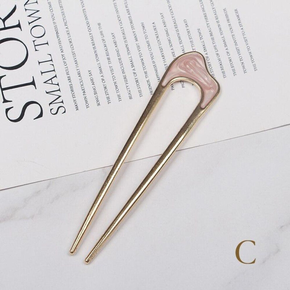 (C) Vintage Hair Sticks Hairpin Female Handmade Ethnic Elegant Alloy U-Shape Hair Sticks Pins Hairwear Retro Bride Hair Clip Jewelry