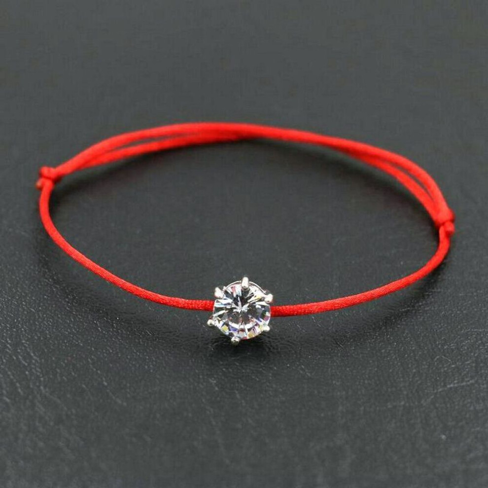 (red) Handmade Round Rhinestones Zircon Thin Red Rope Thread String Braided Bracelets For Women Lucky Jewelry Gifts