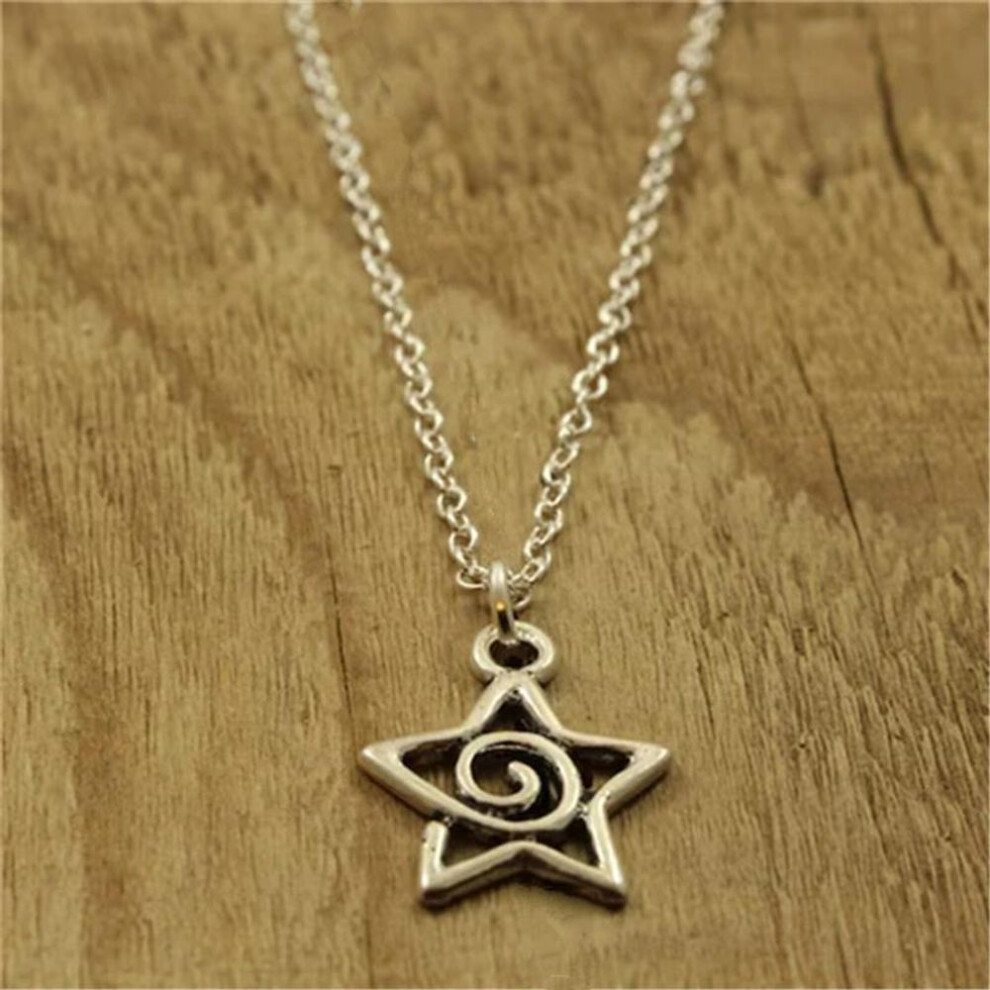 (chain necklace) Fashion Antique Silver Color Star Swirl Pendant Necklace for Women Cute Star Jewelry Party Gifts