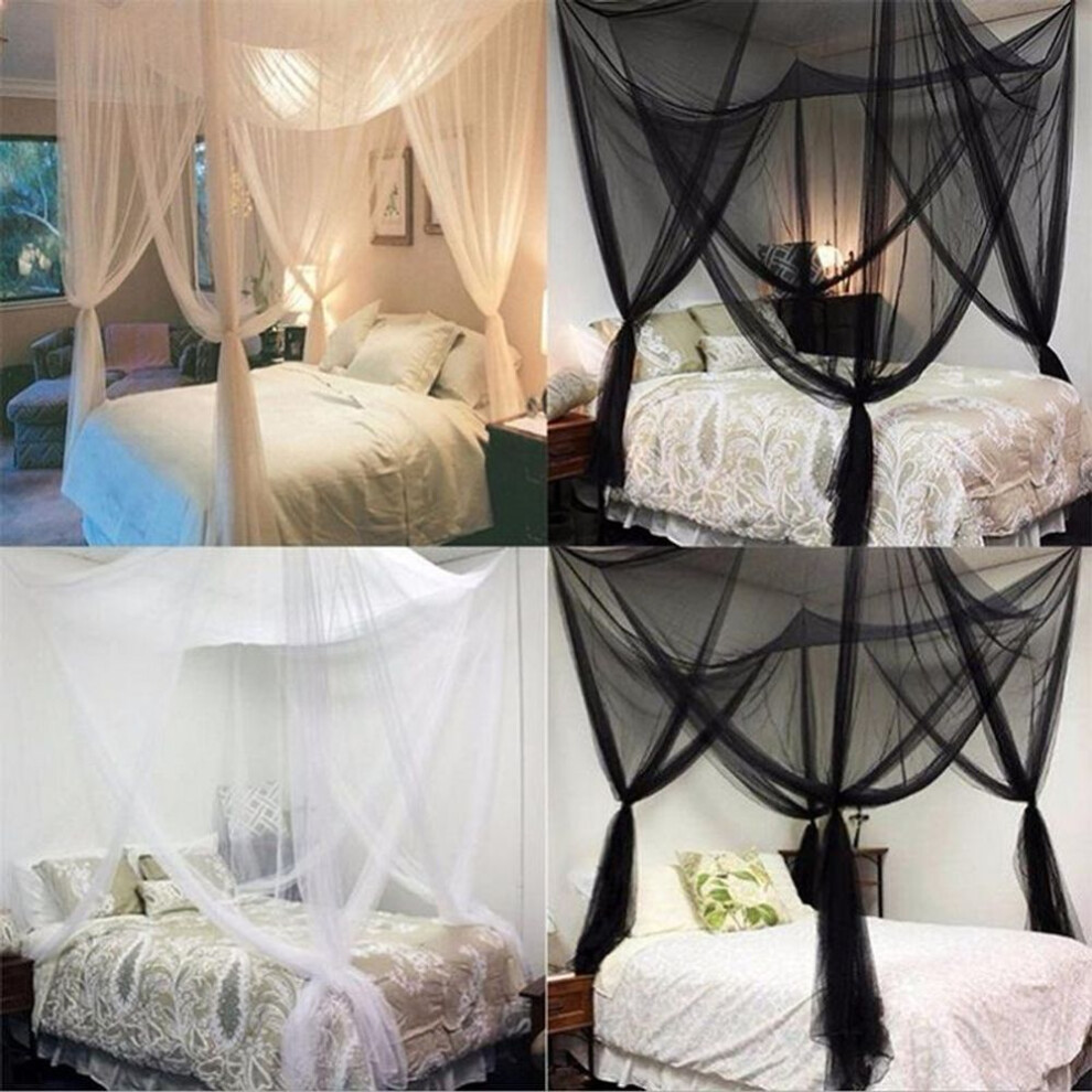 (beige) Mosquito Net 4-corner Bed Netting Canopy For Queen/king Sized Bed Polyester Fabric Protection Children Bedding