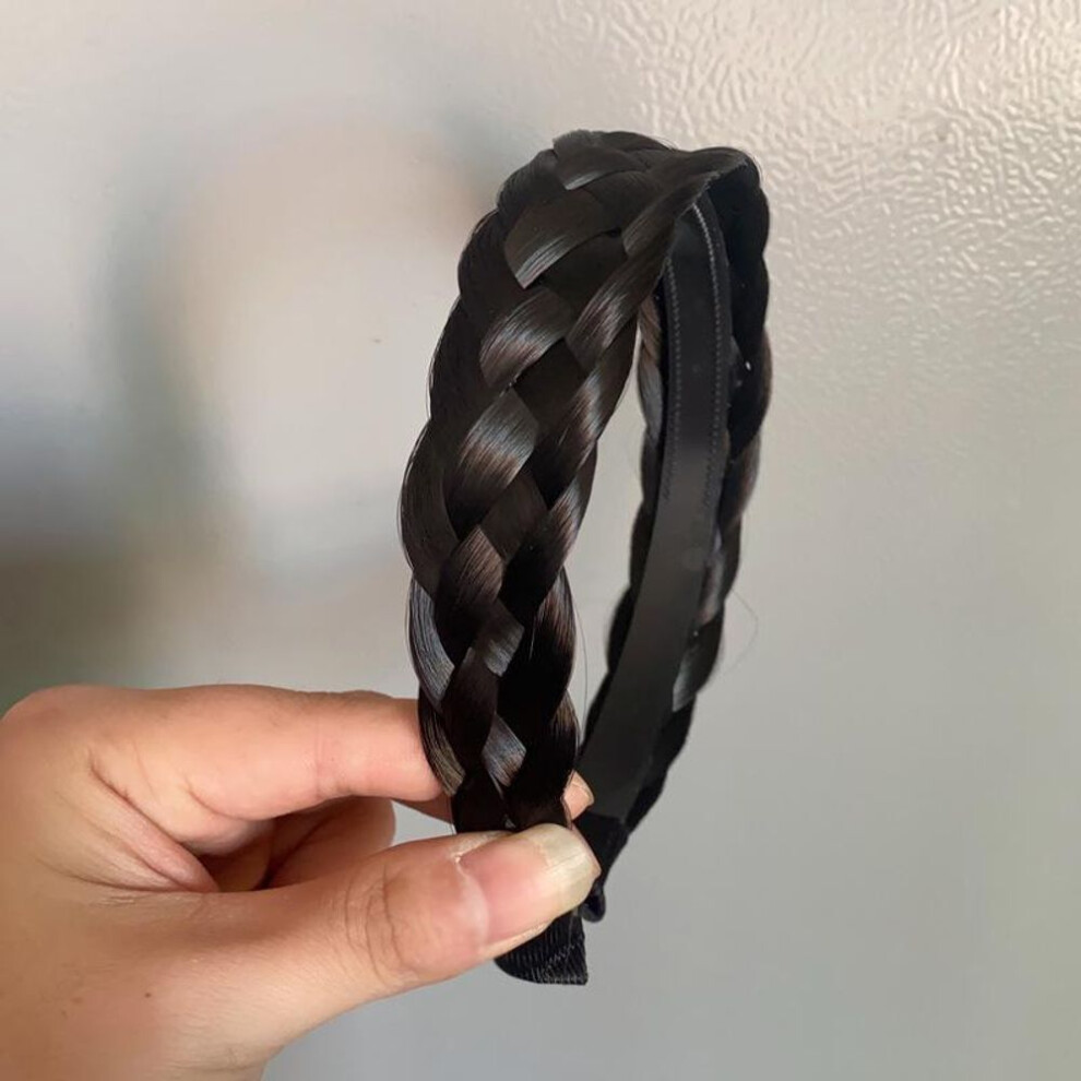 (black) Twist Wig Headbands For Women Wide Fishbone Braids Hairbands Handmade Head Hoop Hair Styling Headwear Accessories Gift