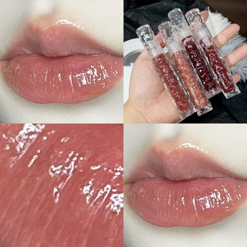 (as the picture, 01) Waterproof Mirror Nude Lip Gloss Transparent Nude Dark Brown Red Lip Glaze Lasting Velvet Liquid Lipstick Women Makeup Cosmetic