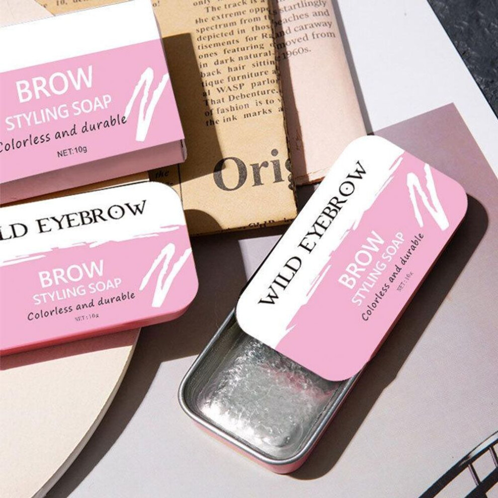 (pink) 1pcs Natural Transparent Eyebrow Styling Soap Brows Gel Fixer With Brush Make-up For Women Eyebrow Cosmetics
