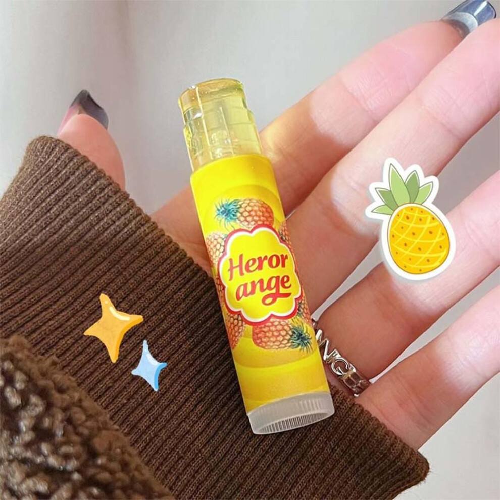 (as the picture, pineapple Colorless) 1PCS Moisturizing Fruit Lip Balm Long Lasting Nourishes Lips Reduce Lip Line Anti Aging Anti-drying Hydration Lip Care Lipstick