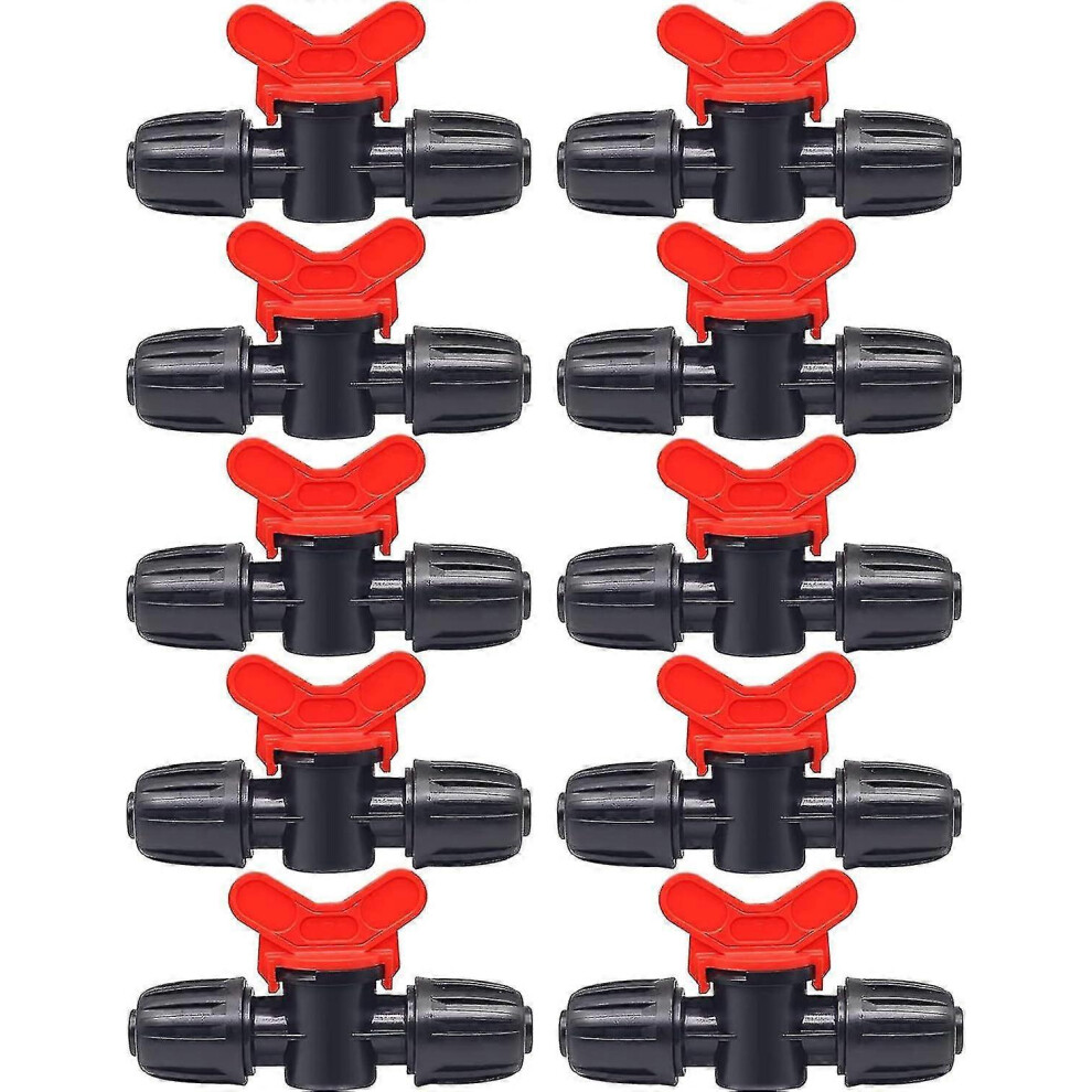 10pcs Drip Irrigation Switch Valve for 16mm Drip Tubing Barbed Locking Fitting Gate Valves,black Sxq