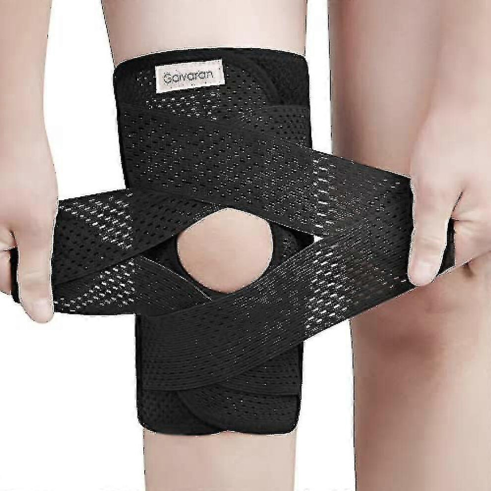 (L, Black) Knee Brace With Side Stabilizers For Meniscal Tear Knee Pain Acl Mcl Arthritis Injuries Recovery, Breathable Adjustable Knee Support
