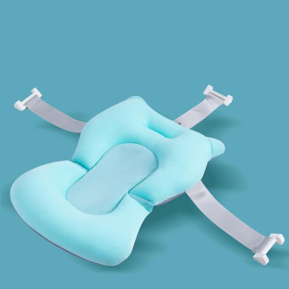 (blue) Baby Shower Bath Tub Pad Non-Slip Newborn Bathtub Mat Safety Nursing Foldable Support Comfort Body Cushion Mat Pillow