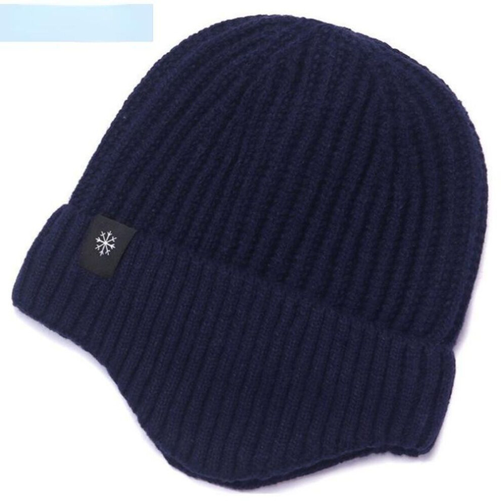 (navy blue, One Size) Winter Warm Hat Men&apos;s Knitted Hat Middle And Elderly Dad Grandpa Elderly Hat Plush Thickened Ear Protection Woolen Hat