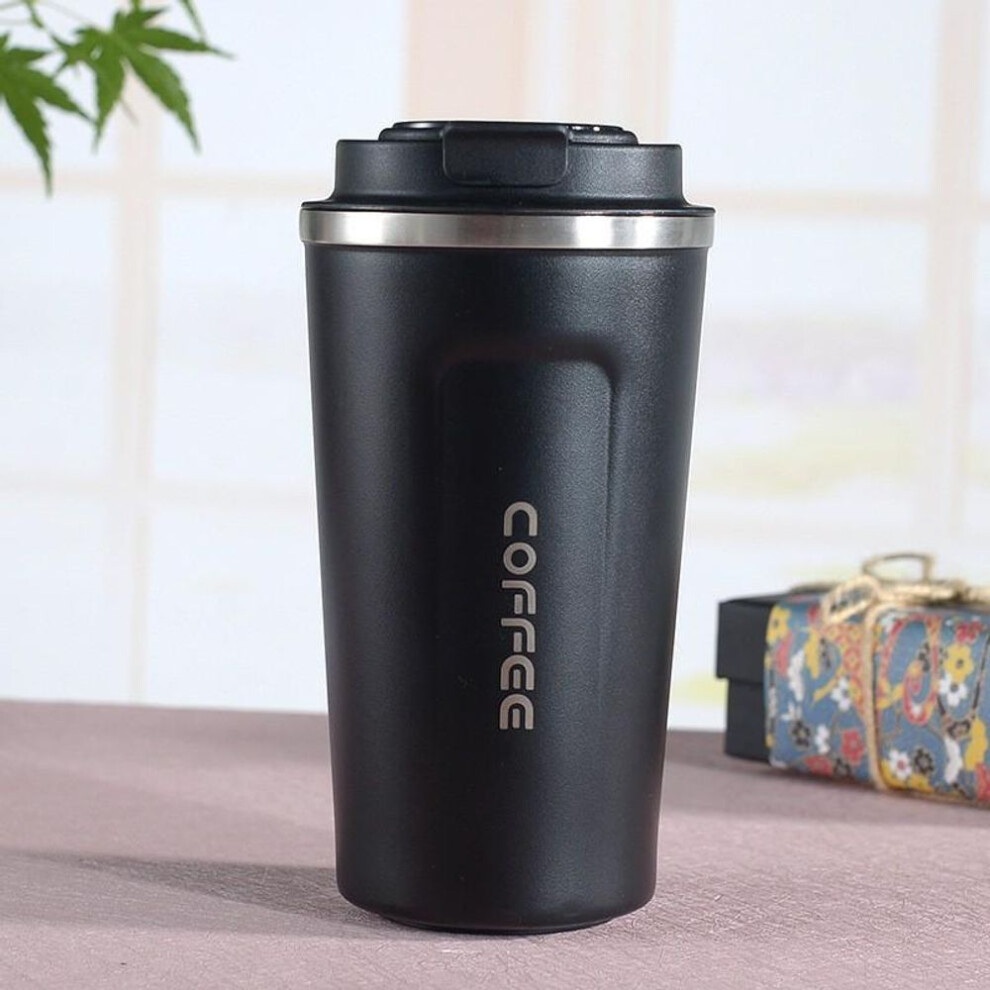 (black, 380ML) 380ml/510ml Stainless Steel Coffee Cup Travel Thermal Mug Leak-Proof Thermos Bottle Tea Coffee Mug Vacuum Flask Insulated Cups